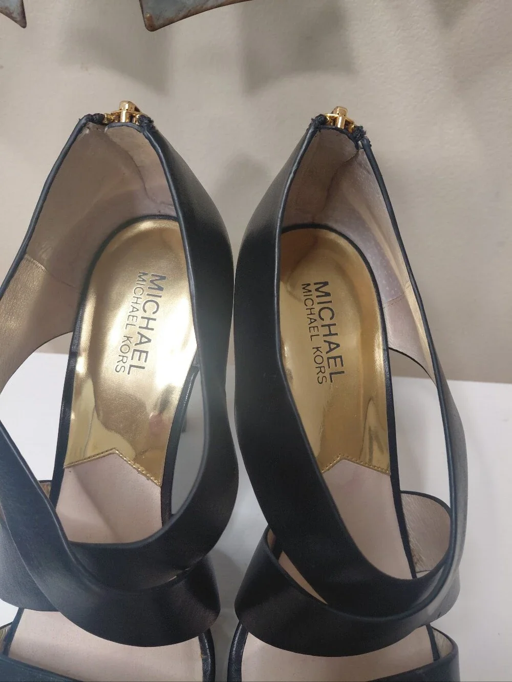 Michael Kors Elana Black Strappy Platform High Heels Size 9.5